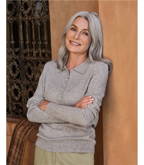 Cashmere and Merino Knitted Polo Shirt