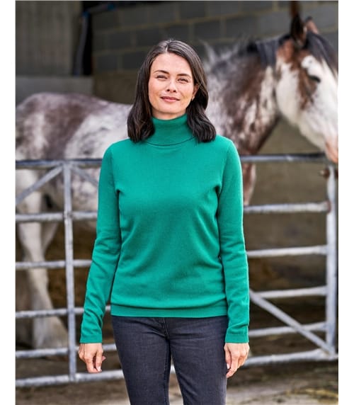 Cashmere and Merino Fitted Polo Neck Knitted Jumper
