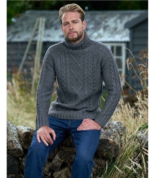 Mens 100% British Wool Navy Arran Jumper Brand New With Tags 