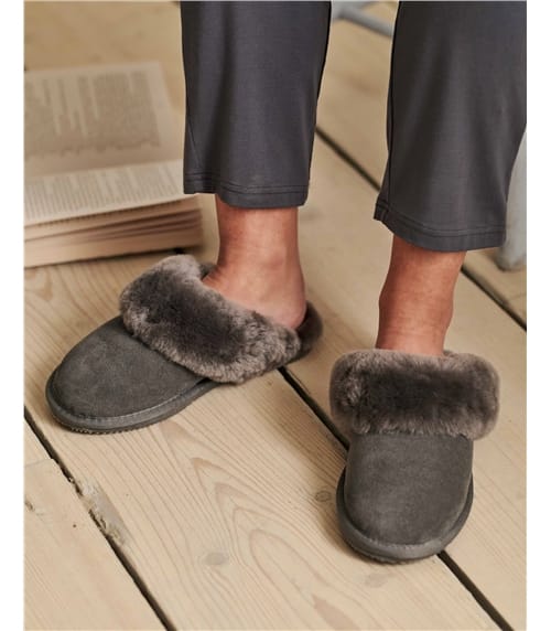 grey slippers with backs