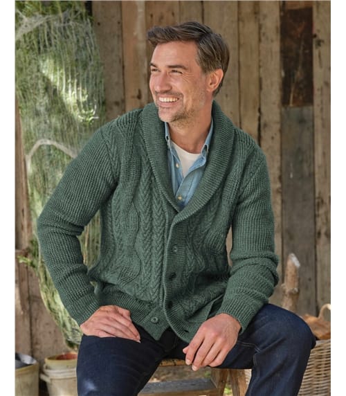 Cable Shawl Collar Cardigan