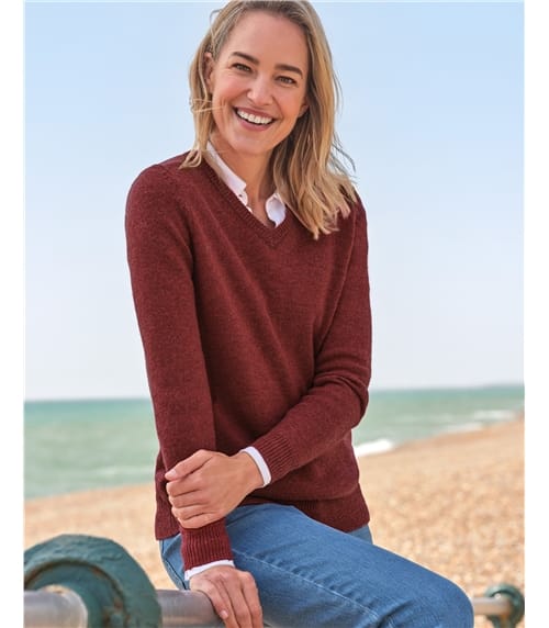 Womens Lambswool V Neck Jumper