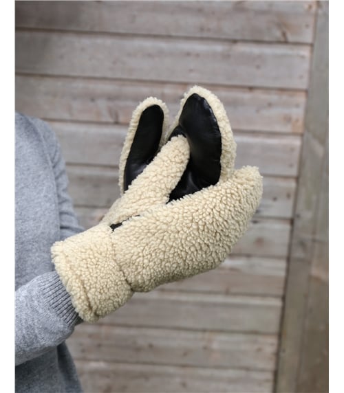 Shearling And Leather Mitten