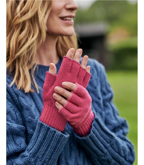 Fingerlose Handschuhe aus Lammwolle für Damen
