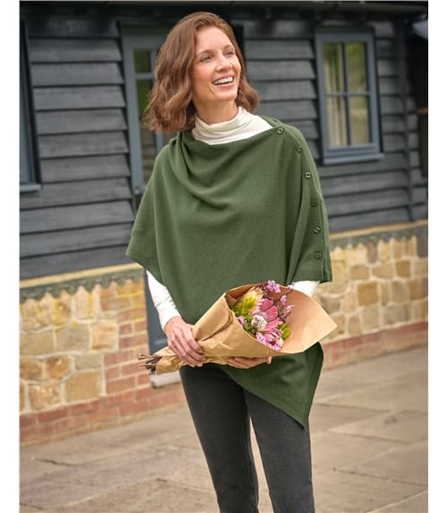 Cashmere Merino Blend Button Poncho