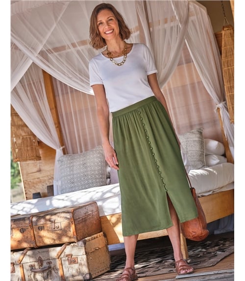 Button Through Aline Skirt