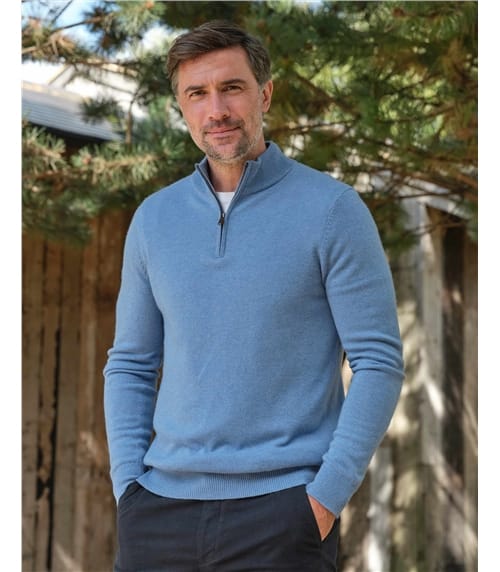 Cashmere and Merino Zip Neck Jumper