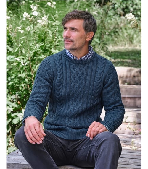Pull irlandais à col rond - Homme - Pure Laine