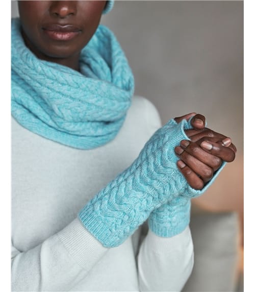 Cashmere Cable Fingerless Gloves