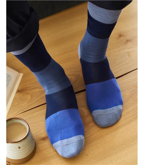 Mens Colourblock Pima Cotton Socks