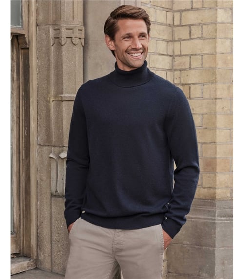 Mens Cashmere Roll Neck Sweater
