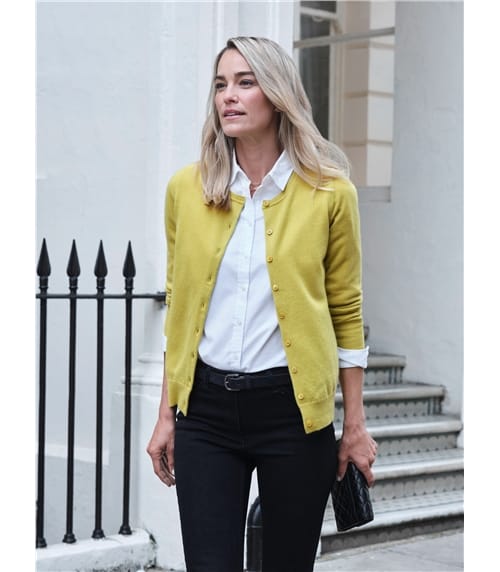 Kaschmir Strickjacke mit Rundhalsausschnitt