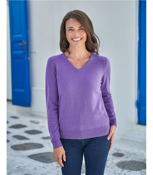 Cashmere and Merino V Neck Knitted Sweater