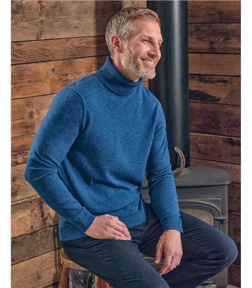 Cashmere and Merino Polo Neck Jumper