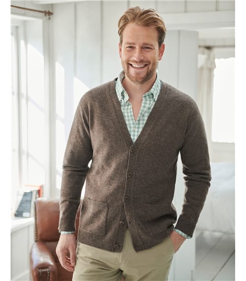 Lambswool V Neck Knitted Cardigan