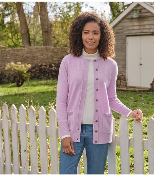 Lambswool Ladies Crew Neck Cardigan