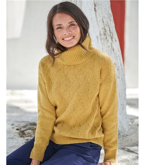 Cowl Neck Pointelle Sweater