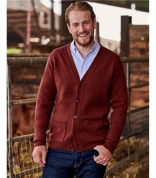 Mens Lambswool V Neck Cardigan