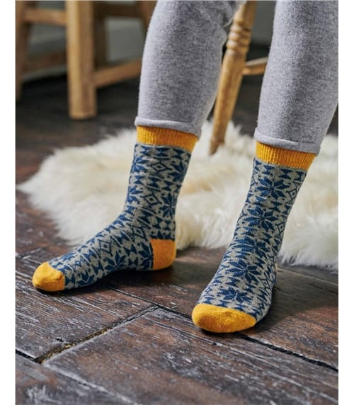 Socken aus Lammwolle mit Fair Isle-Muster