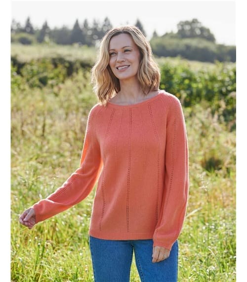 Boat Neck Pointelle Sweater