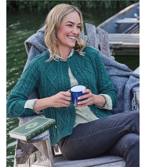Cable Button Through Cardigan