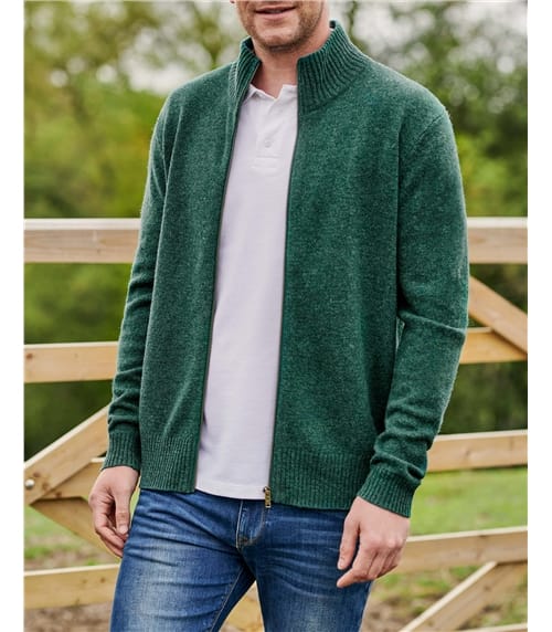 Mens Lambswool Lincoln Zipper Cardigan