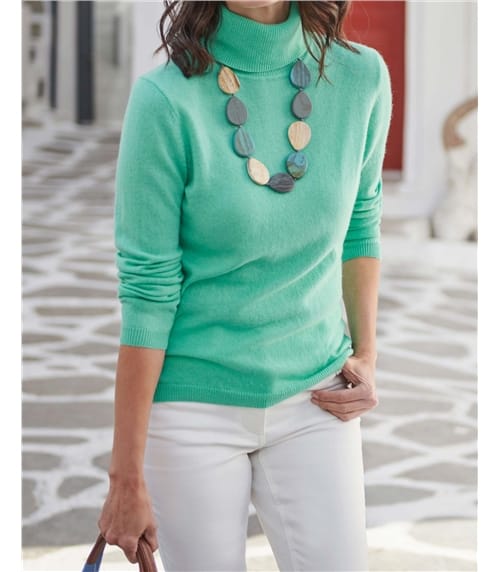Pull à col roulé ajusté - Femme - Cachemire & mérinos
