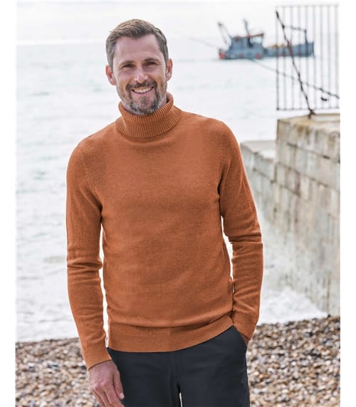 Cashmere and Merino Polo Neck Jumper