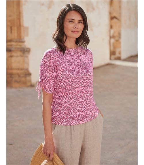 Linen Gathered Detail Dolman Top