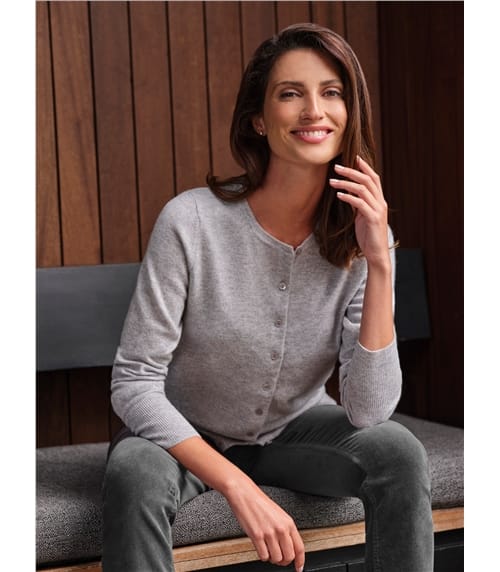 Kaschmir Strickjacke mit Rundhalsausschnitt
