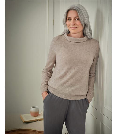 Pull encolure 'Jackie Kennedy' - Femme - Cachemire & Mérinos