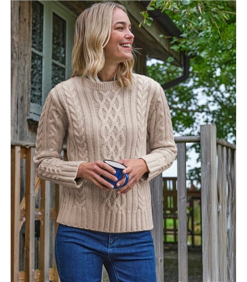 Pull irlandais à col rond - Femme - Pure Laine