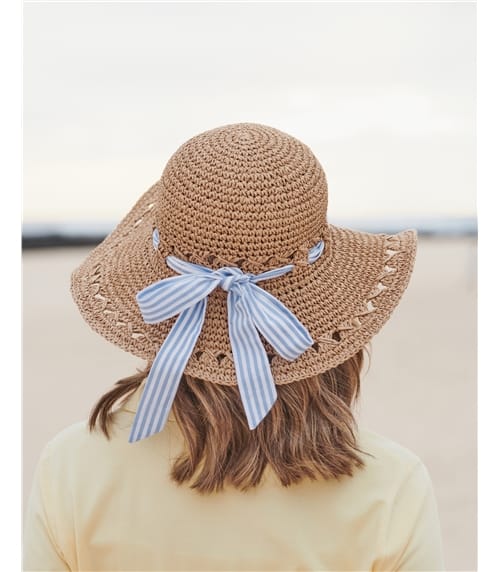 Chapeau en crochet avec noeud en Coton - Femme - 100% Paille de papier