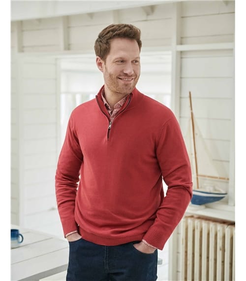 Organic Cotton Cashmere Zip Neck Sweater