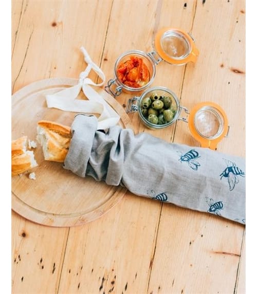 Linen Bee Baguette Bag