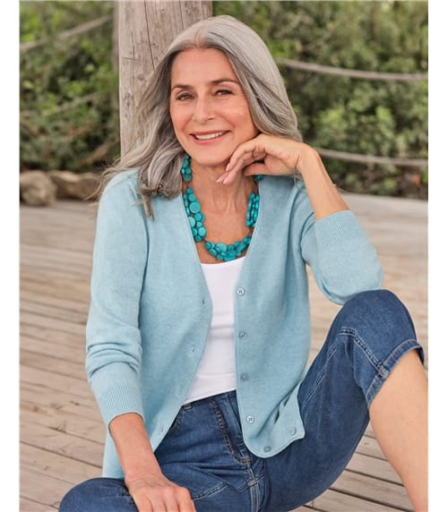 Cashmere Merino Classic V Neck Cardigan
