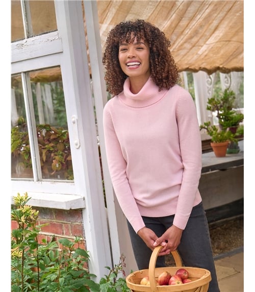 Pull col boule à manches longues - Femme - Cachemire & Mérinos