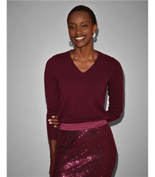 Kaschmirpullover mit V-Ausschnitt