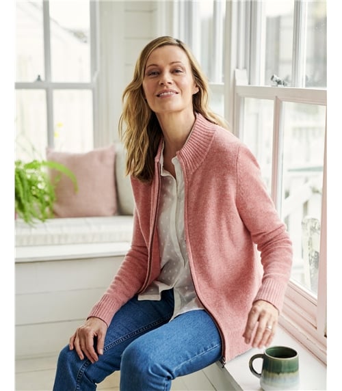 Lambswool Zip Thru Cardigan