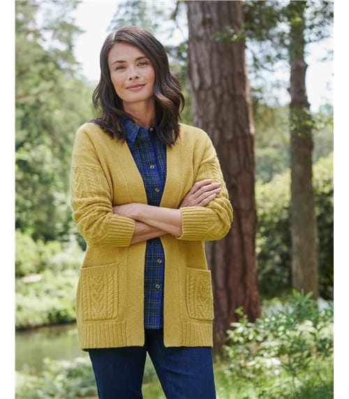 Lambswool Open Cable Cardigan