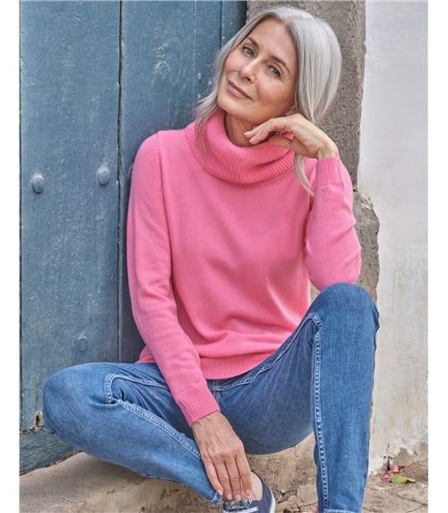 Cashmere And Merino Long Sleeve Cowl Neck Jumper