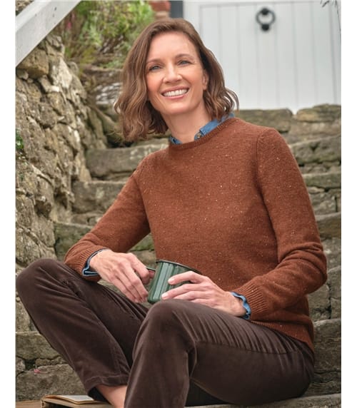 Pullover mit Rundhalsausschnitt aus Lammwolle für Damen