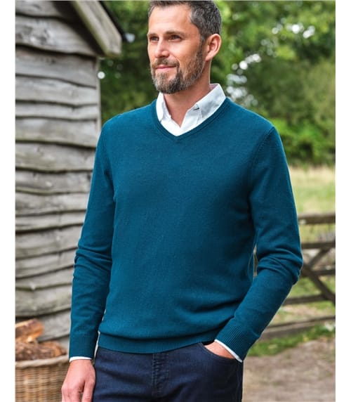 Cashmere and Merino Classic V Neck Knitted Sweater
