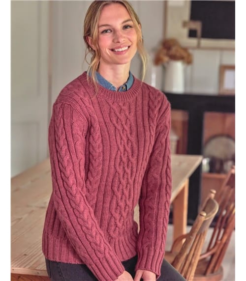 100% Pure Wool Aran Crew Neck Jumper