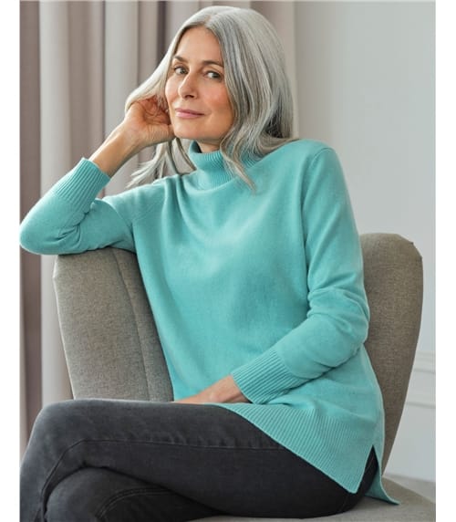 Luxurious Cashmere Boxy Polo Neck Jumper