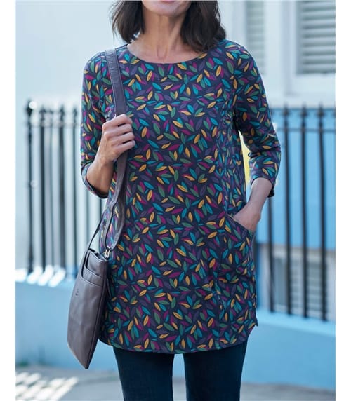 Curved Hem Printed Tunic
