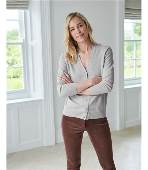 Kaschmir Strickjacke mit V-Ausschnitt
