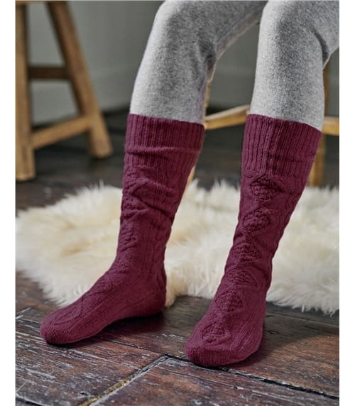 Womens Lambswool Cable Sock