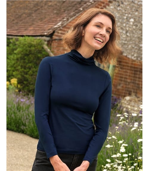 Jersey Slim Polo Neck Top