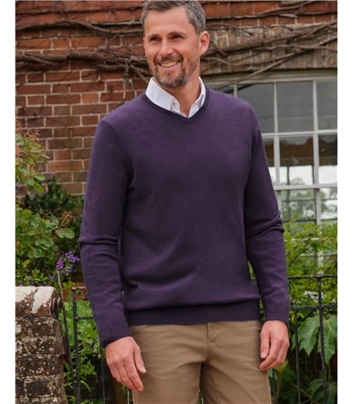 Cashmere & Merino Classic V Neck Knitted Jumper